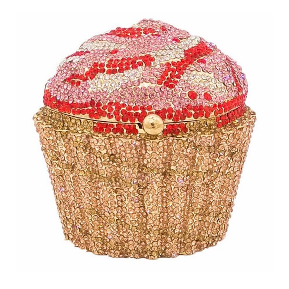 3638 Cute Cupcake Rhinestone Clutch Diamond Crystal Purse Evening Bags
